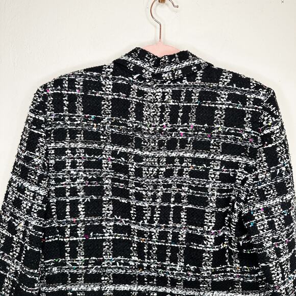 Argent Tweed Wool Blend Single Button Black Plaid Boucle Blazer Jacket 8 - Picture 9 of 13